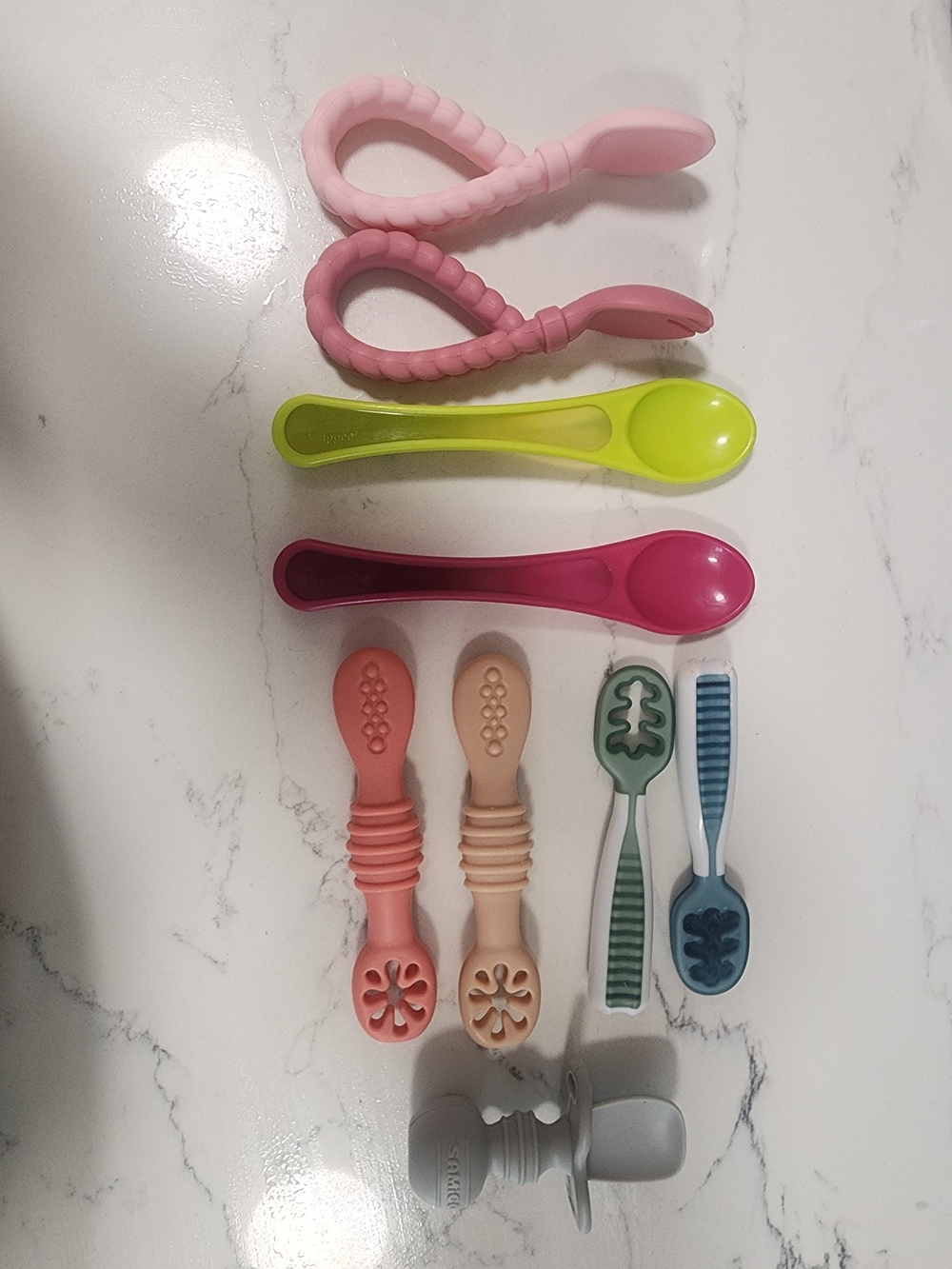 Baby Feeding & Teething Spoon Set - Pink, Green, Coral, Beige, Blue, Gray